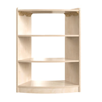 Flash Furniture Bright Beginnings Commercial Grade Bow Front 3 Tier Wooden Classroom Open Corner Storage Unit, Safe - Natural-3 Tier Bow Front Wooden Classroom Corner Storage Unit