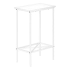 Monarch Specialties 2079 Accent Table - 24"H /White/White Metal-2-tier rectangular accent table featuring a tabletop in a white finish and an open metal storage shelf in a black finish with a decorative motif