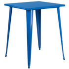 Flash Furniture 31.5" Square Blue Metal Indoor-Outdoor Bar Height Table-Metal Cafe Bar Table