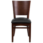 Flash Furniture Lacey Series Solid Back Walnut Wood Restaurant Chair - Black Vinyl Seat-Wood Dining Chair