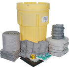 Zenith Safety 95-Gallon Spill Kits, Universal, With Overpack Drum-Contents: 50 Sorbent Pads (15" x 17"), 5 Sorbent Socks (3" x 48"), 5 Sorbent Pillows (8" x 18"), 4 Sorbent Booms (5" x 10"), 1 Sorbent Roll (15" x 150'), 1 Drain Cover (36" x 36"), 1 Caution Tape (3" x 300'), 2 Pairs Nitrile Gloves, 2XL (11) , 2 Pairs Safety Goggles (One Size), 2 Microporous coveralls (X-Large), 10 Disposal Bags (26" x 36")