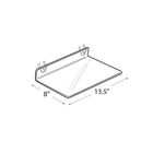 Azar Displays 13.5" x 8" Acrylic Shelf For Pegboard/Slatwall, Clear, 4 Pack (556018)-2"H x 13-3/4"W x 8"D, 3/16"T