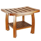 Oceanstar Solid Wood Spa Shower Bench with Storage Shelf, Teak-Bottom shelf for extra storage
