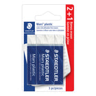 Staedtler Mars Plastic Premium Eraser - White - 2 + 1 Bonus Pack-White eraser, Block style
