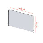 Mark Maker Rod Sneeze Guard - 35.5" W x 23.5" H panel 1/4" Clear Acrylic and 24" high aluminum rod set - no pass through-Made from 1/4” clear acrylic.