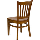 Flash Furniture HERCULES Series Vertical Slat Back Cherry Wood Restaurant Chair-.625'' Thick Beechwood Seat
