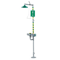 Haws Combination Emergency Shower and Eye/Face Wash Station, Stainless Steel Bowl (SEB258)-Combination Emergency Shower and Eye/Face Wash Station