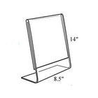 Azar Displays 14" x 8.5" Vertical Slanted L-Shape Acrylic Sign Holder, Clear, 10 Pack (112706)-Frames side load design allows for easy insertion of printed material