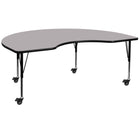 Flash Furniture Mobile 48''W x 96''L Kidney-Shaped Activity Table, Gray Laminate Top, Preschool Legs (XUA4896KIDGYTPC)-Gray/Chrome, Laminate, Steel