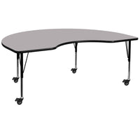 Flash Furniture Mobile 48''W x 96''L Kidney-Shaped Activity Table, Gray Laminate Top, Preschool Legs (XUA4896KIDGYTPC)-Gray/Chrome, Laminate, Steel