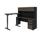 Bestar Connexion 2-Piece Set: A Standing Desk and A Desk with Hutch, Antigua & Black-The electric mechanism allows you to quickly and quietly adjust the height of the table from 28" to 45"