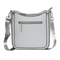 Nicci Medium Top Zip Crossbody Bag with Web Strap - Grey-Crossbody Bag