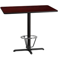 Flash Furniture Laminate 30"W x 48"L X-Base Table, Mahogany (XUMA3048T230B3F)-Bar height hospitality table