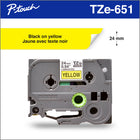 Brother Genuine TZe651 Black on Yellow Laminated Tape for P-touch Label Makers, 24 mm wide x 8 m long-Perfect for a variety of everyday labelling applications