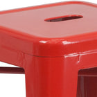 Flash Furniture 24" High Backless Red Metal Indoor-Outdoor Counter Height Stool with Square Seat-Stacks 4 to 8 High
