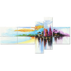 Designart Modern Beach Paradise, 5 Piece Gallery-wrapped Canvas Art, (PT1060-414)-Print