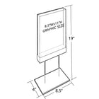 Azar Medium Acrylic Block Sign Holder On Chrome Stand For Counter, 8.5" x 5.5" (104563)-Clear Acrylic