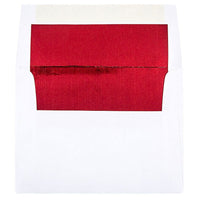JAM Paper A2 Foil Lined Envelopes, 4.38 x 5.75, White with Red Lining, 250 Pack (72158H)-White with red foil lined envelope