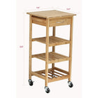 Oceanstar BKC1378 Bamboo Kitchen Trolley-90-day manufacturer's warranty (details with product)