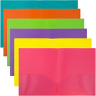 JAM Paper Plastic 2 Pocket School POP Folders, Assorted Fashion Colours, 6 Pack-Capacity: 200 sheets
