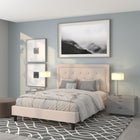 Flash Furniture Roxbury Queen Size Tufted Upholstered Platform Bed - Beige Fabric-Beige Fabric Upholstery
