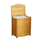 Oceanstar BHV0100N Bowed Front Veneer Laundry Wood Hamper with Interior Bag, Natural-Laundry hamper is lined with a canvas bag