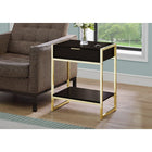 Monarch Specialties 3486 Accent Table - 24"H/Espresso/Gold Metal-One large storage drawer with a discreet gold metal drawer pull