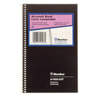 Blueline Account Book, 3 columns, 80 Pages, 8" x 5"-Spiral binding with flexible black cover