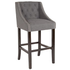Flash Furniture Carmel Series 30" High Transitional Tufted Walnut Barstool with Accent Nail Trim - Dark Grey Fabric-Bar Height