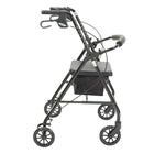 Drive Medical Rollator Walker with Back Support and Padded Seat, Black-Removable, hinged, padded backrest can be folded up or down