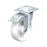 Blickle White Polyamide Caster, Wheel Diameter: 5" (127 Mm), Caster Type: Swivel w/Brake (LE-PO 125R-FI)-Wheel Diameter: 5" (127 mm)