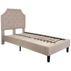 Flash Furniture Brighton Twin Size Tufted Upholstered Platform Bed - Beige Fabric-Arched Headboard