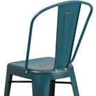 Flash Furniture 24" High Distressed Kelly Blue-Teal Metal Indoor-Outdoor Counter Height Stool with Back-Seat Size: 14''W x 14''D