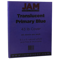 JAM Paper Translucent Vellum Cardstock, 8.5 x 11, 43lb Purple Translucent Vellum, 50 Pack (1592224)-Primary blue