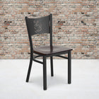 Flash Furniture HERCULES Series Black Coffee Back Metal Restaurant Chair - Walnut Wood Seat-.625'' Thick Plywood Seat