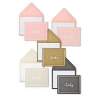 Gartner Studios Peach, Rose, Gold, Silver and Black Thank You Card Assortment, 50 Pack-50 folded blank notecards in five different metallic ink colours with unique matching envelopes. Peach, Rose, Gold, Silver, and Black