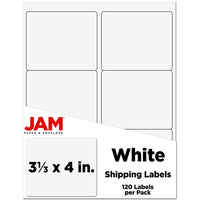 JAM Paper Mailing Address Labels - 3-1/3" x 4" - White - 120 Pack -English only packaging