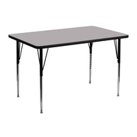Flash Furniture 30''W x 48''L Rectangle Activity Table with Thermal Fused Laminate Top and Standard Height Adjustable Legs, Grey-Grey Laminate