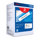 Brother Genuine MK2312PK Non-Laminated Tape for P-touch Label Makers - 12 mm wide x 8 m long - Black on White - 2 Pack-Perfect for everyday home, home office, school or hobby labelling applications