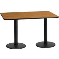 Flash Furniture 30'' x 60'' Rectangular Laminate Table Top, Natural with 18'' Round Table-Height Bases (XUNT3060TR18)-Hospitality Table