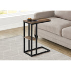 Monarch Specialties 3673 Accent Table - 25"H/Brown Reclaimed-Look/Black Metal-Features a medium brown reclaimed wood-look rectangular tabletop and a metal frame with a small secondary shelf