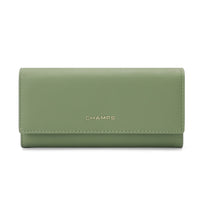 Champs RFID Trifold Expandable Wallet -  Green-Faux leather, green