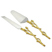 Elegance Golden Vine Cake Server & Knife Set-Golden vine handle set