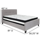 Flash Furniture Tribeca Full Size Tufted Upholstered Platform Bed with Pocket Spring Mattress - Light Grey Fabric-Light Grey Fabric Upholstery