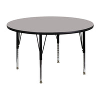 Flash Furniture 48'' Round Activity Table with 1.25'' High Pressure Top and Height Adjustable Pre-School Legs, Grey-Grey Laminate