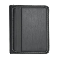 Roots Deluxe 2-Way Zip Binder, Black-Exterior 2-way zipper gusset pocket encloses 6 clear dividers with tabs