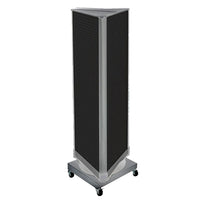 Azar Displays 3-Sided Pegboard Tower Floor Display, Revolving Wheeled Base, Black (700452-BLK)-Pegboard display fixture