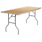 Flash Furniture 30" x 72" Rectangular HEAVY DUTY Birchwood Folding Banquet Table with METAL Edges & Protective Corner Guards-Ready To Use Banquet Table