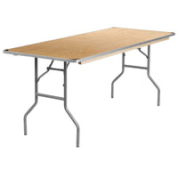 Flash Furniture 30" x 72" Rectangular HEAVY DUTY Birchwood Folding Banquet Table with METAL Edges & Protective Corner Guards-Ready To Use Banquet Table