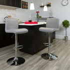 Flash Furniture Contemporary Grey Vinyl Adjustable Height Barstool with Rolled Seat & Chrome Base-Waterfall Seat promotes healthy blood flow